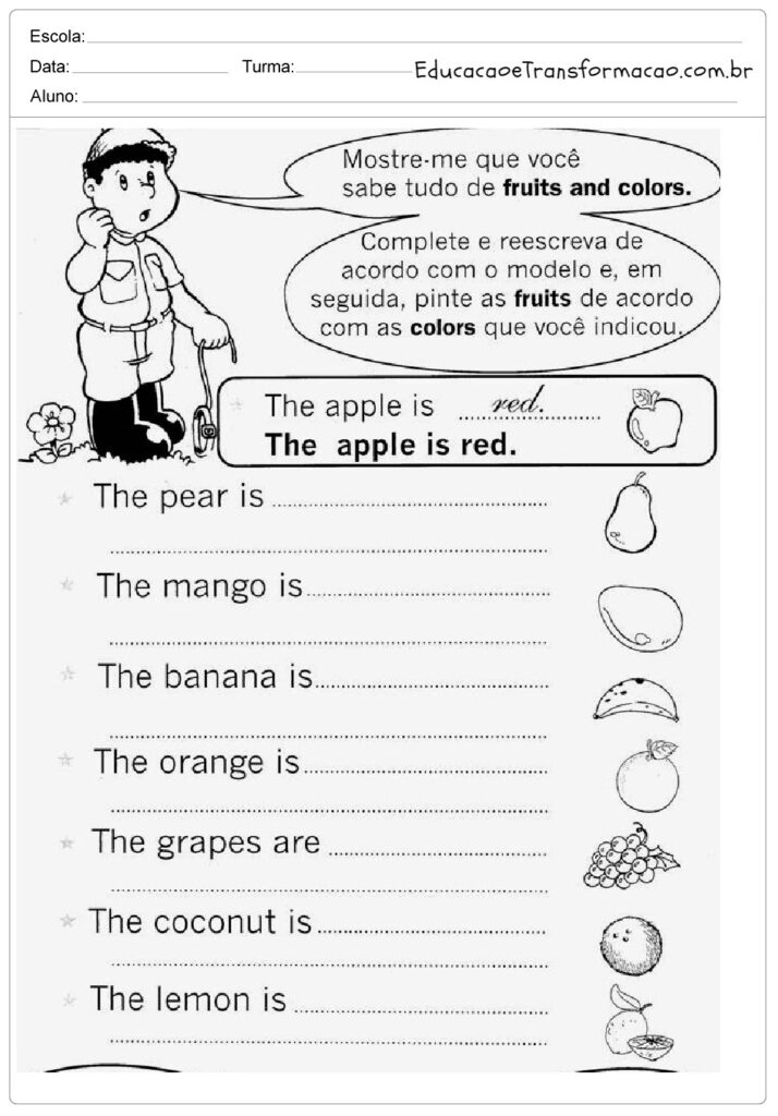 Atividades de Inglês 3º Ano